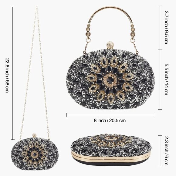 Rhinestone Evening Clutch Satin Crystal Diamond Small Handbag for Weddings